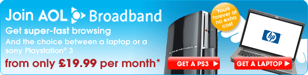 FREE Laptop or PlayStation 3 with AOL Broadband